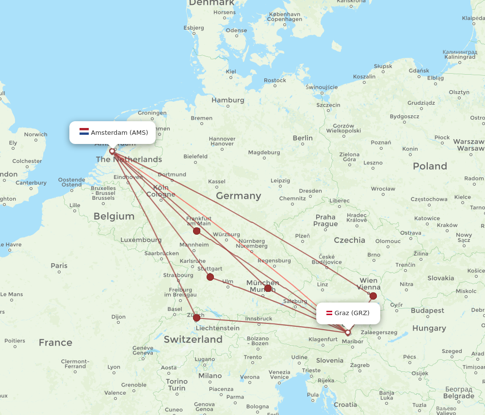 Flights from Amsterdam to Graz AMS to GRZ Flight Routes