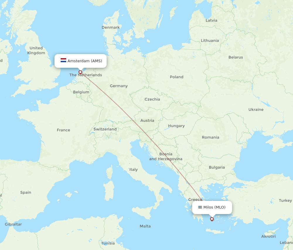 Flights from Amsterdam to Milos AMS to MLO Flight Routes