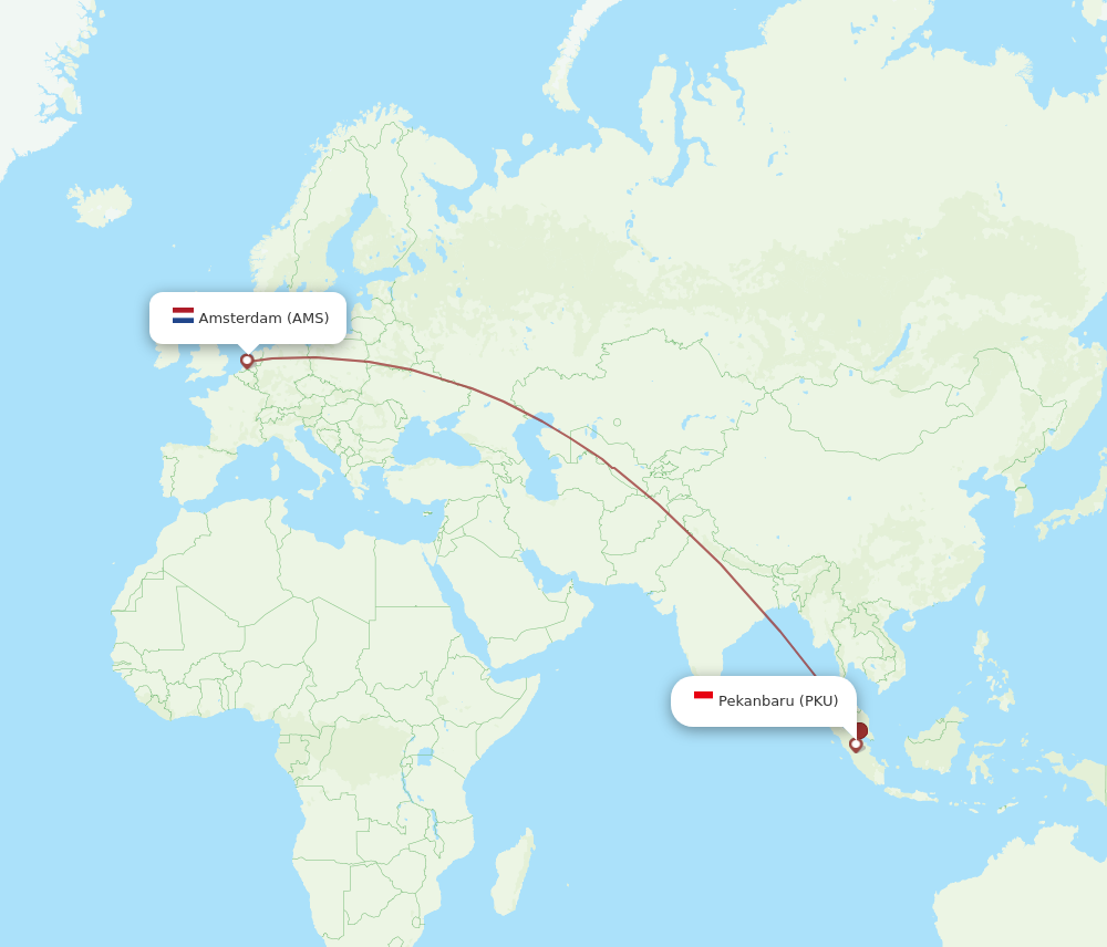 AMS to PKU flights and routes map