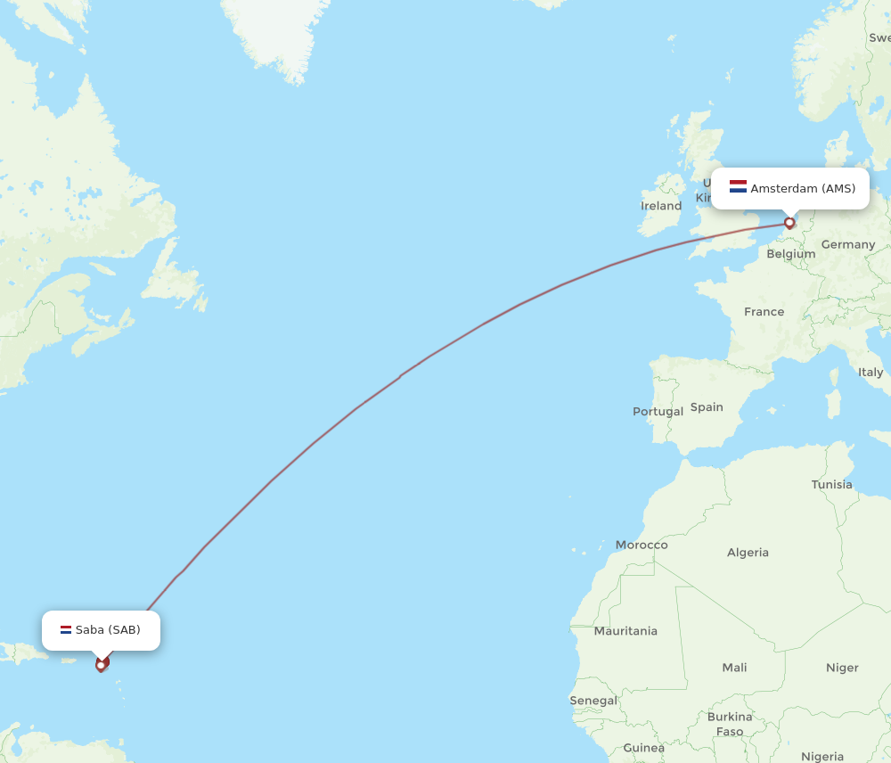 Flights from Amsterdam to Saba AMS to SAB Flight Routes