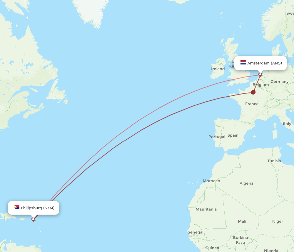 Flights from Amsterdam to Sint Maarten AMS to SXM Flight Routes