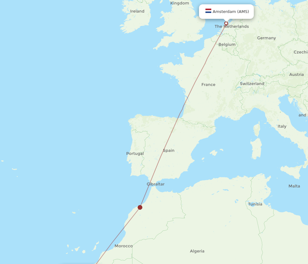 Flights from Amsterdam to Dakhla AMS to VIL Flight Routes