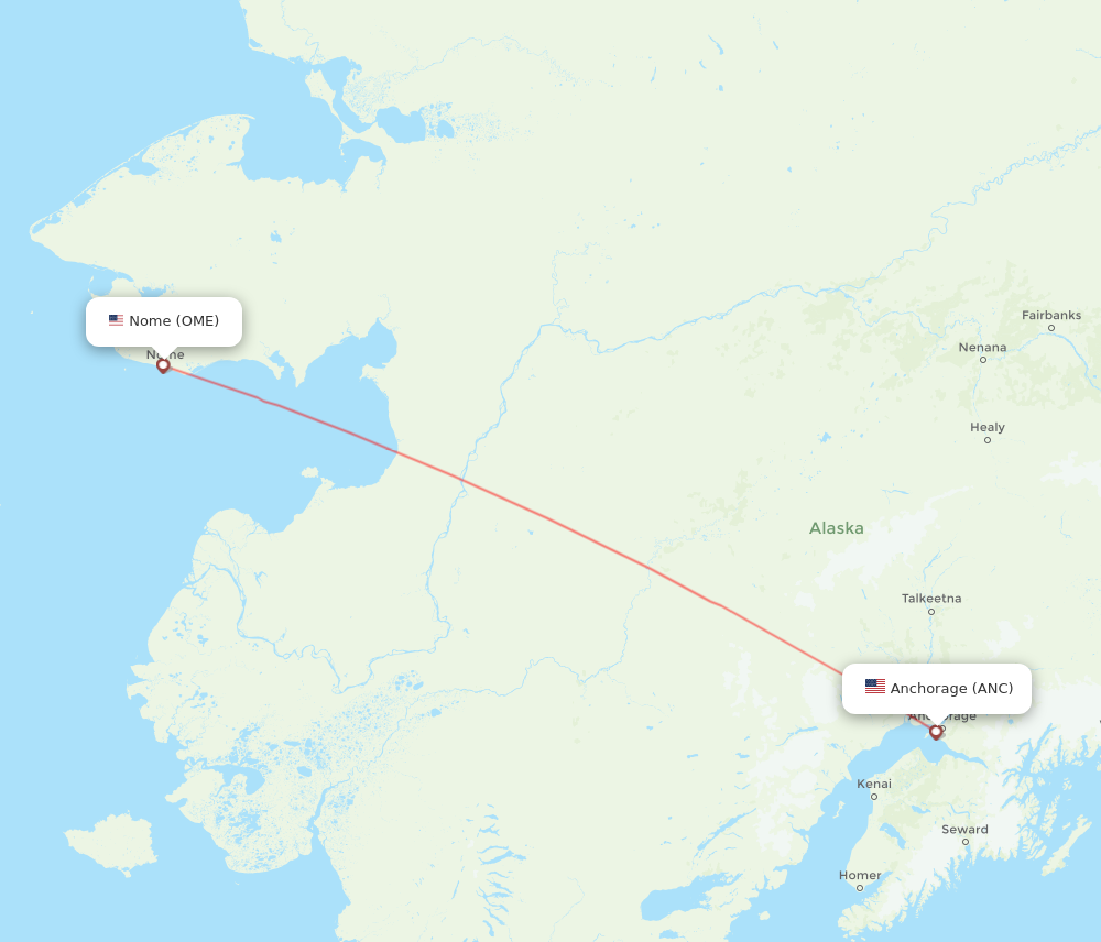 Flights from Anchorage to Nome ANC to OME Flight Routes