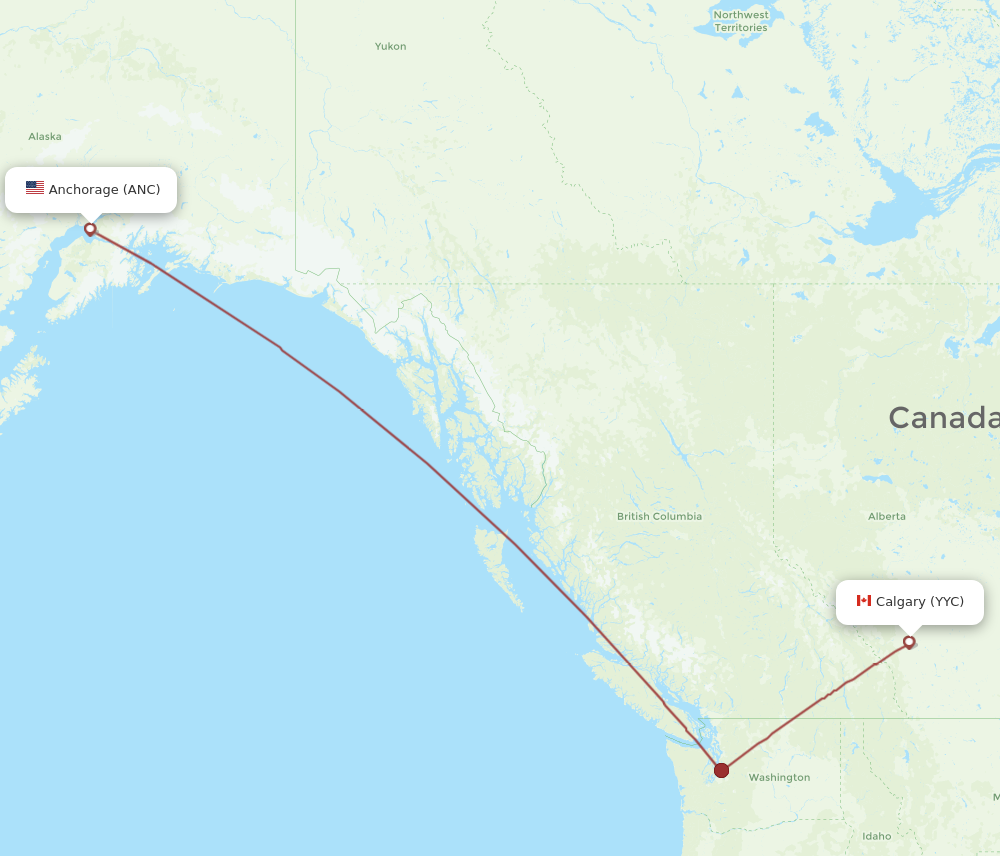 All Flight Routes From Anchorage To Calgary Anc To Yyc Flight Routes 6142