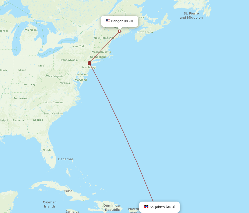 Flights from Antigua to Bangor ANU to BGR Flight Routes