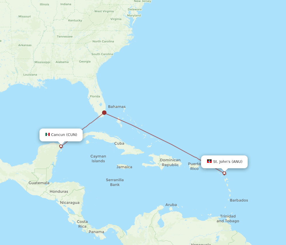 Flights from Antigua to Cancun ANU to CUN Flight Routes