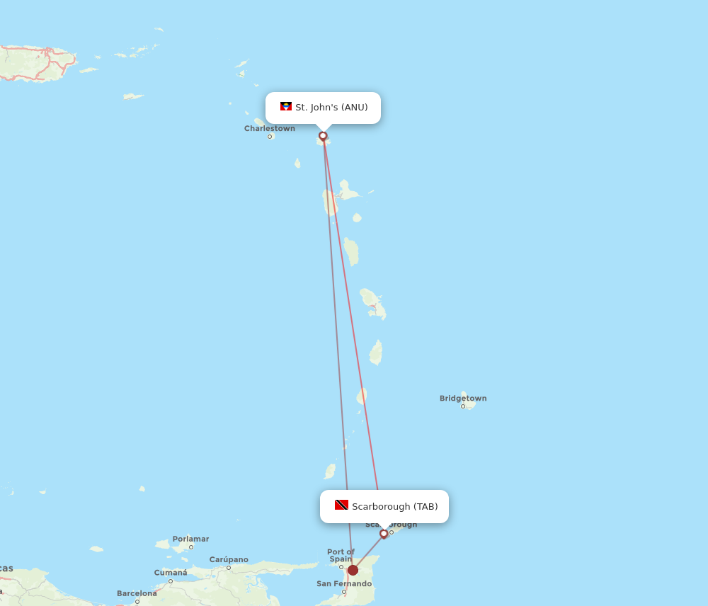 Flights from Antigua to Tobago ANU to TAB Flight Routes