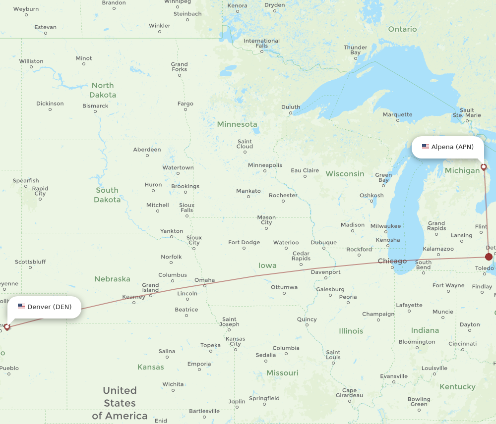 Flights from Alpena to Denver APN to DEN Flight Routes