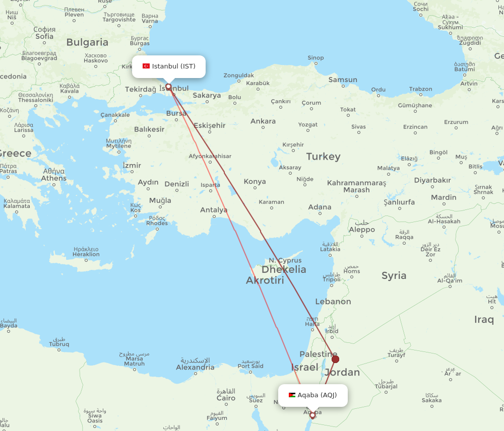 AQJ to IST flights and routes map