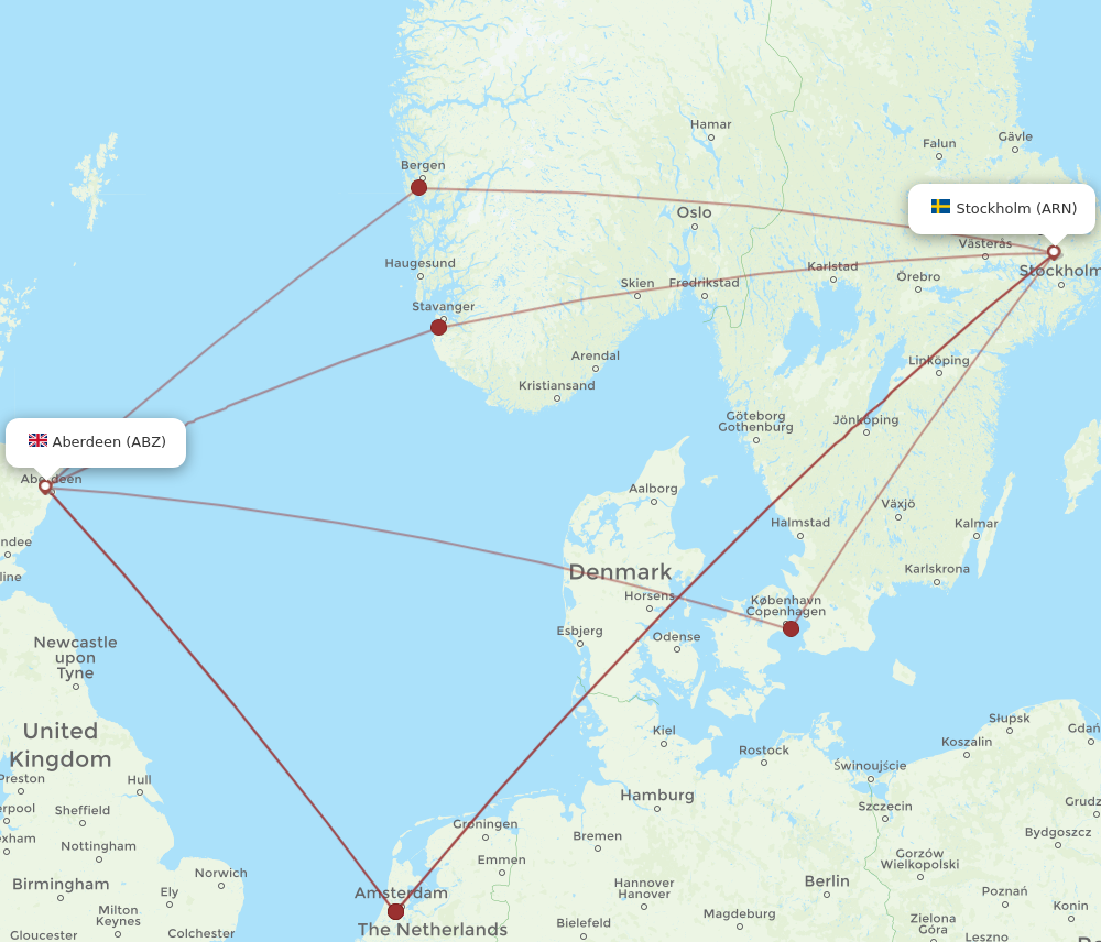 Flights from Stockholm to Aberdeen ARN to ABZ Flight Routes