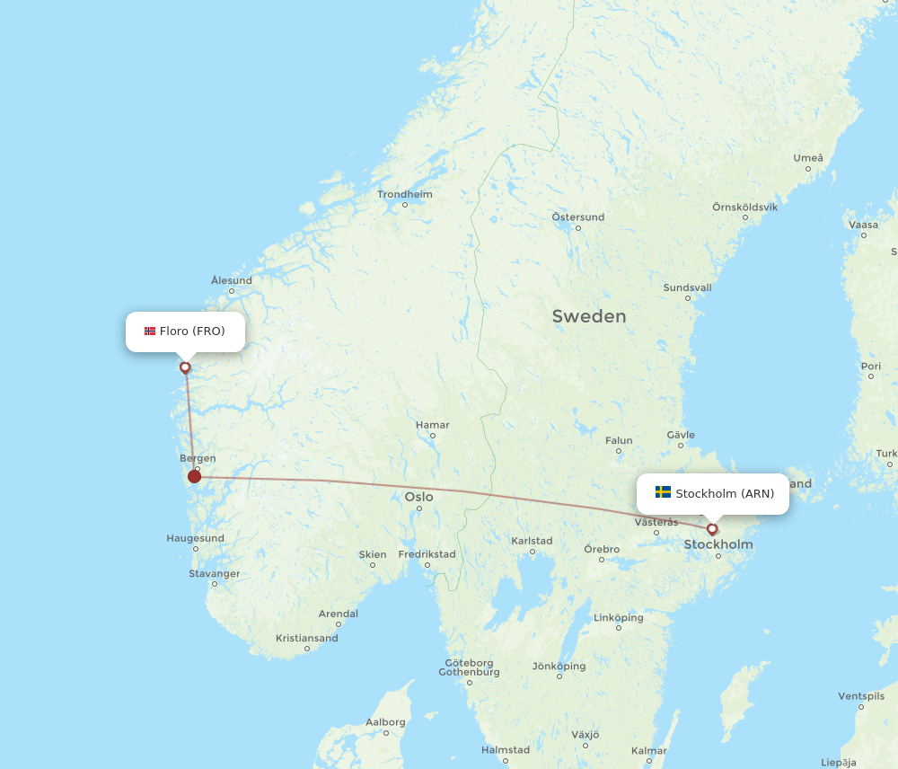 Flights from Stockholm to Floro ARN to FRO Flight Routes