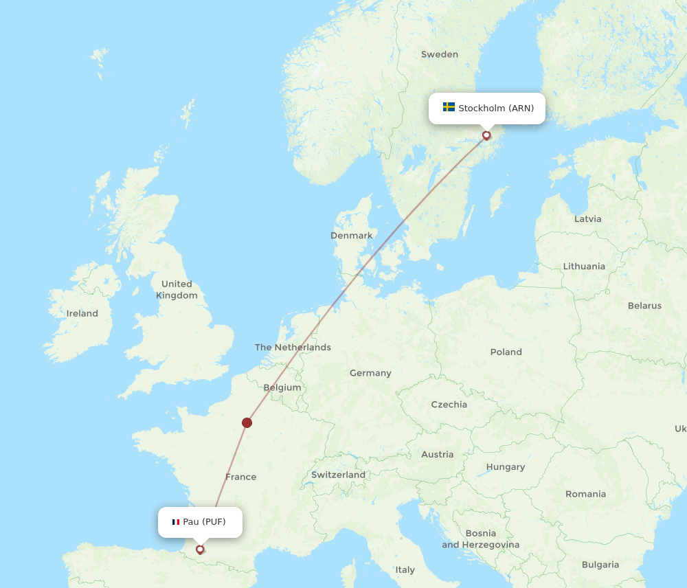 Flights from Stockholm to Pau ARN to PUF Flight Routes