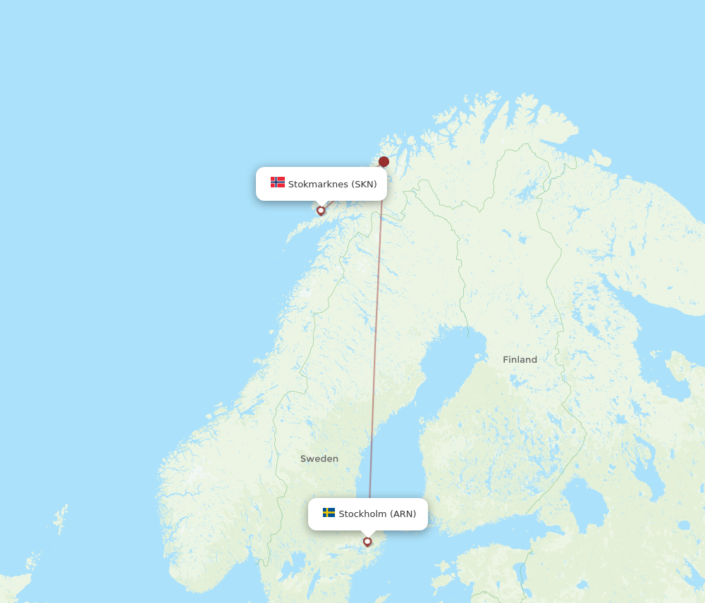 Flights from Stockholm to Stokmarknes ARN to SKN Flight Routes