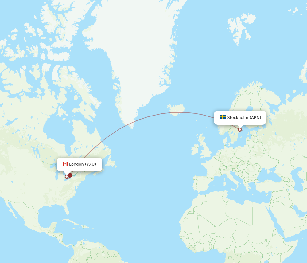 Flights from Stockholm to London ARN to YXU Flight Routes