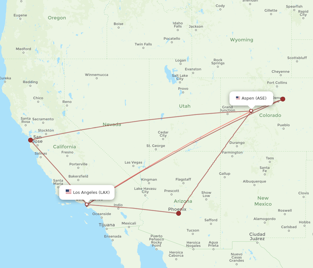 Flights from Aspen to Los Angeles ASE to LAX Flight Routes