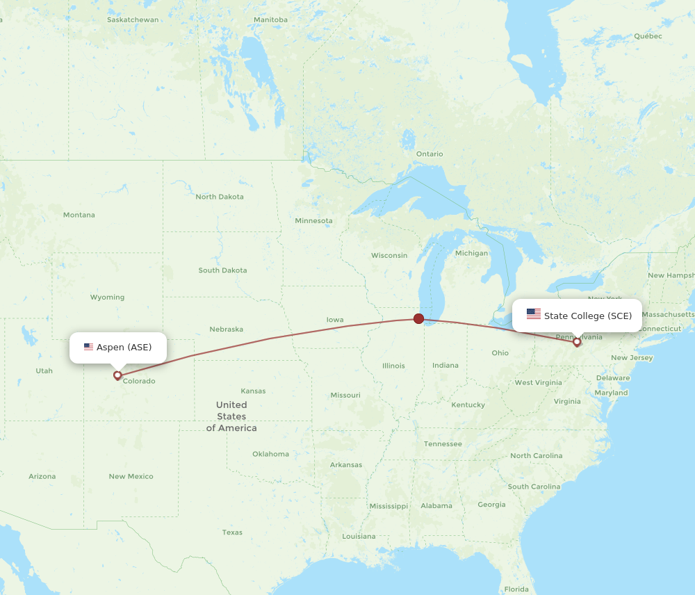 Flights from Aspen to State College ASE to SCE Flight Routes