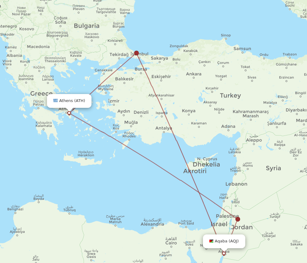 Flights from Athens to Aqaba ATH to AQJ Flight Routes