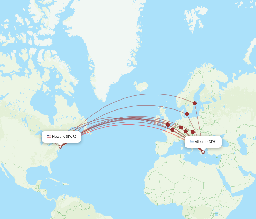 Flights from Athens to New York ATH to EWR Flight Routes