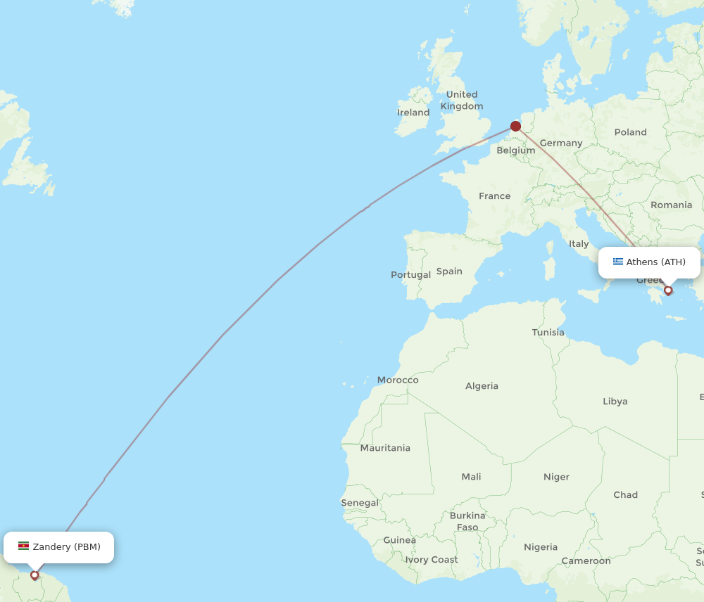 Flights from Athens to Paramaribo ATH to PBM Flight Routes