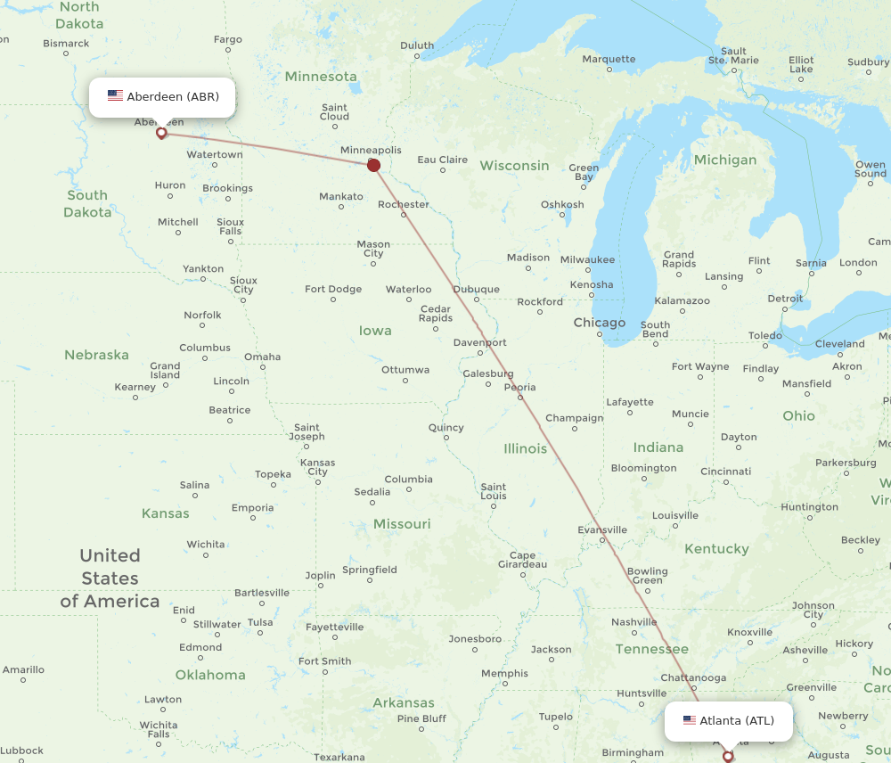 Flights from Atlanta to Aberdeen ATL to ABR Flight Routes