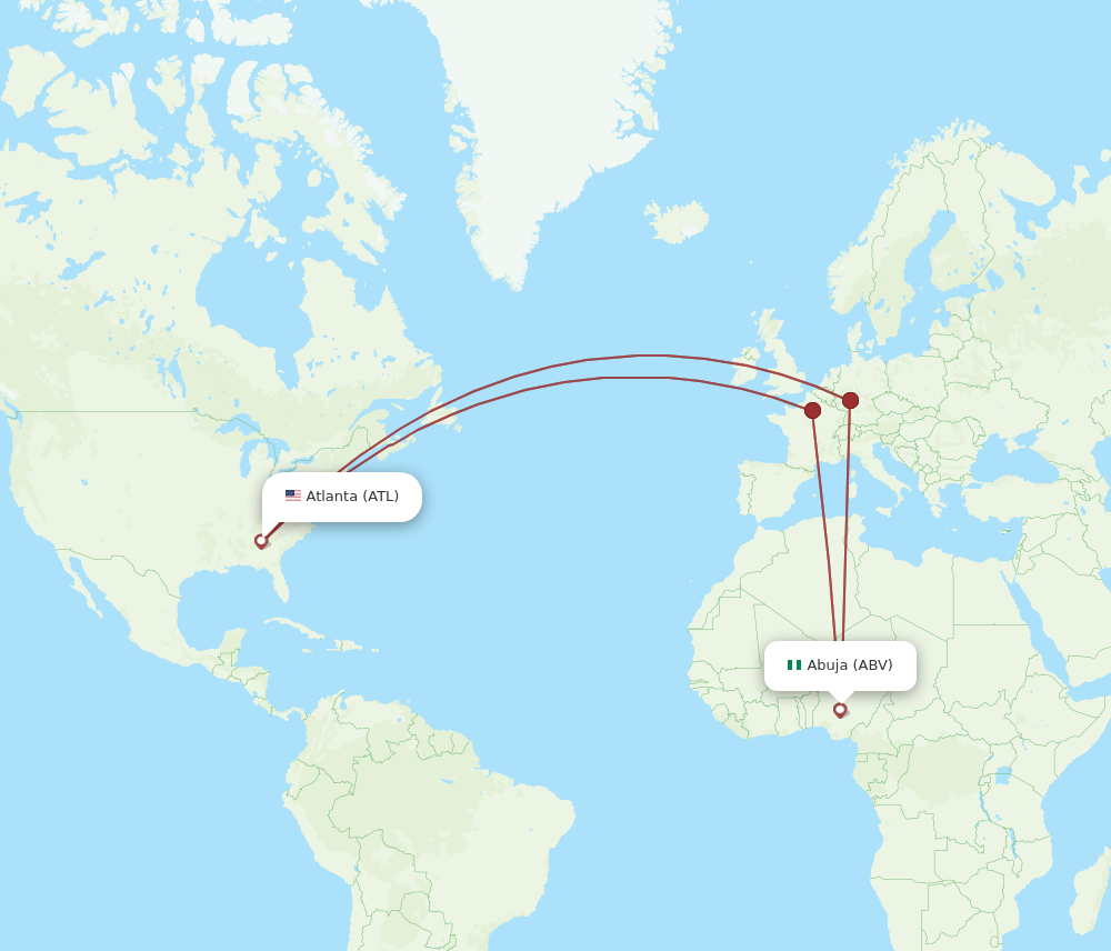 All Flight Routes From Atlanta To Abuja, ATL To ABV - Flight Routes