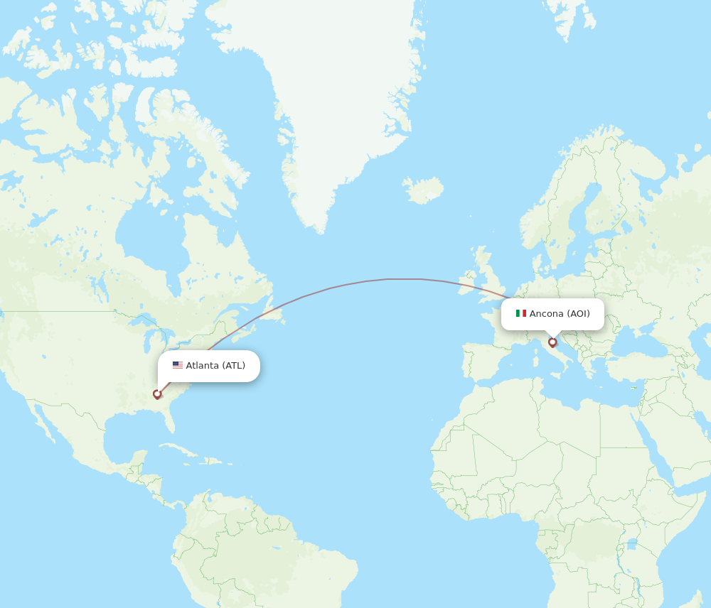 Flights from Atlanta to Ancona ATL to AOI Flight Routes