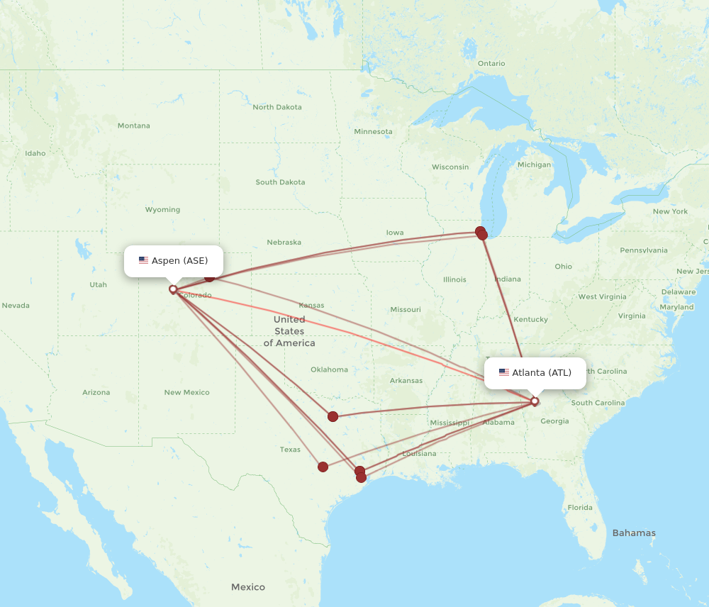 Flights from Atlanta to Aspen ATL to ASE Flight Routes