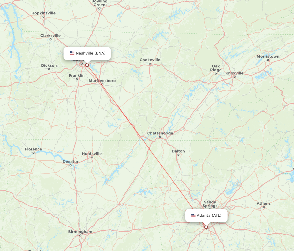 Flights from Atlanta to Nashville ATL to BNA Flight Routes