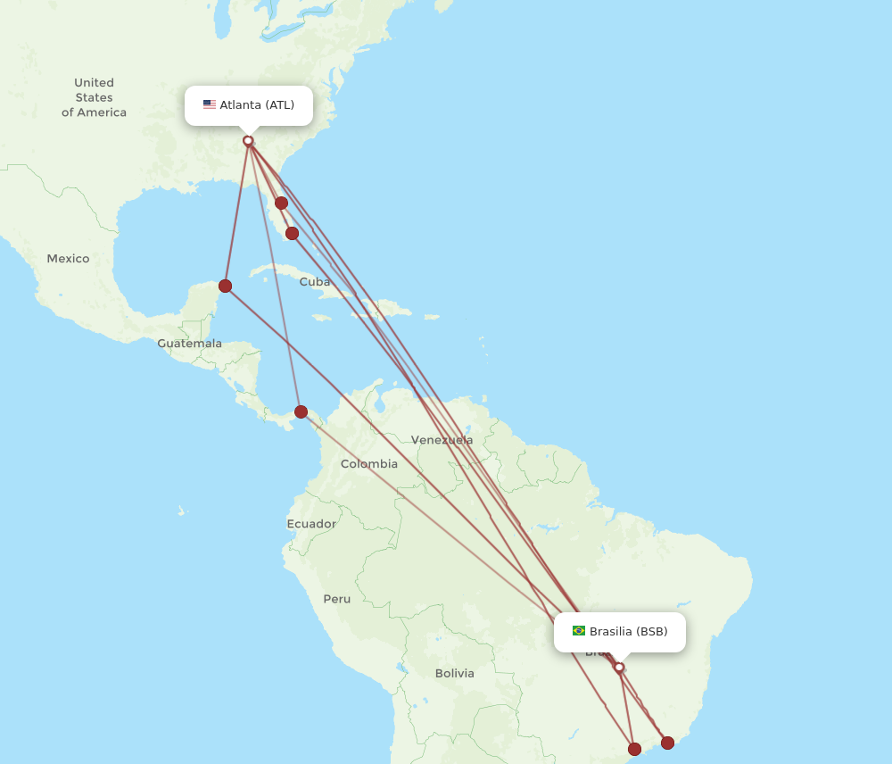 Direct (non-stop) flights from Atlanta to Rio De Janeiro - schedules 