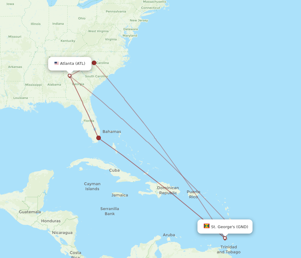 Flights from Atlanta to St. George s ATL to GND Flight Routes