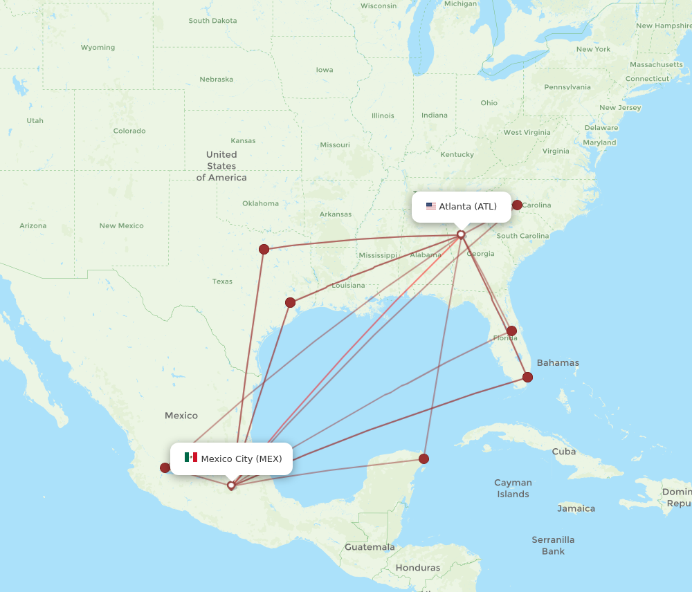 Flights from Atlanta to Mexico City ATL to MEX Flight Routes