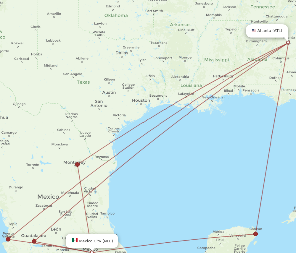 Flights from Atlanta to Mexico City ATL to NLU Flight Routes