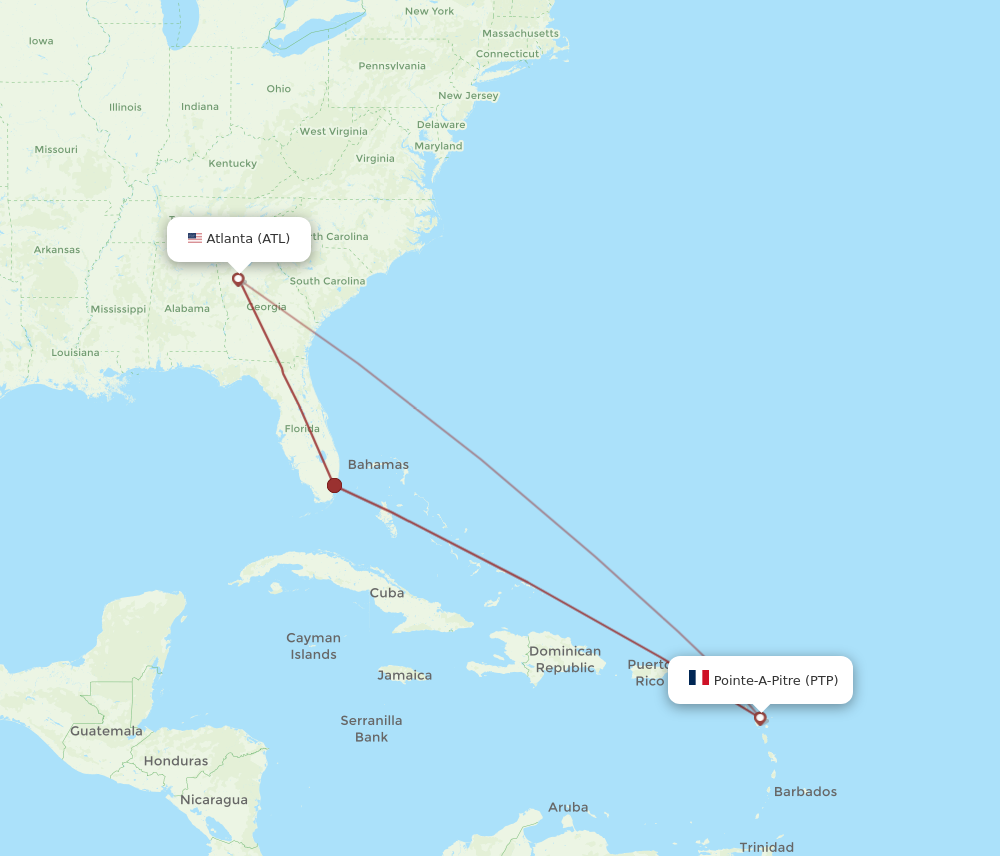 Flights from Atlanta to Pointe-a-Pitre, ATL to PTP - Flight Routes