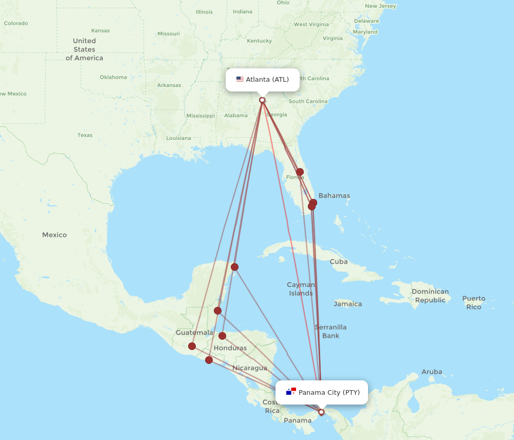 Flights from Atlanta to Panama City ATL to PTY Flight Routes