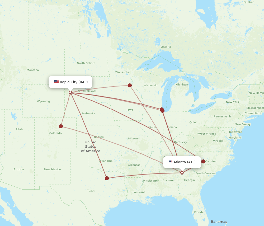 Flights from Atlanta to Rapid City ATL to RAP Flight Routes