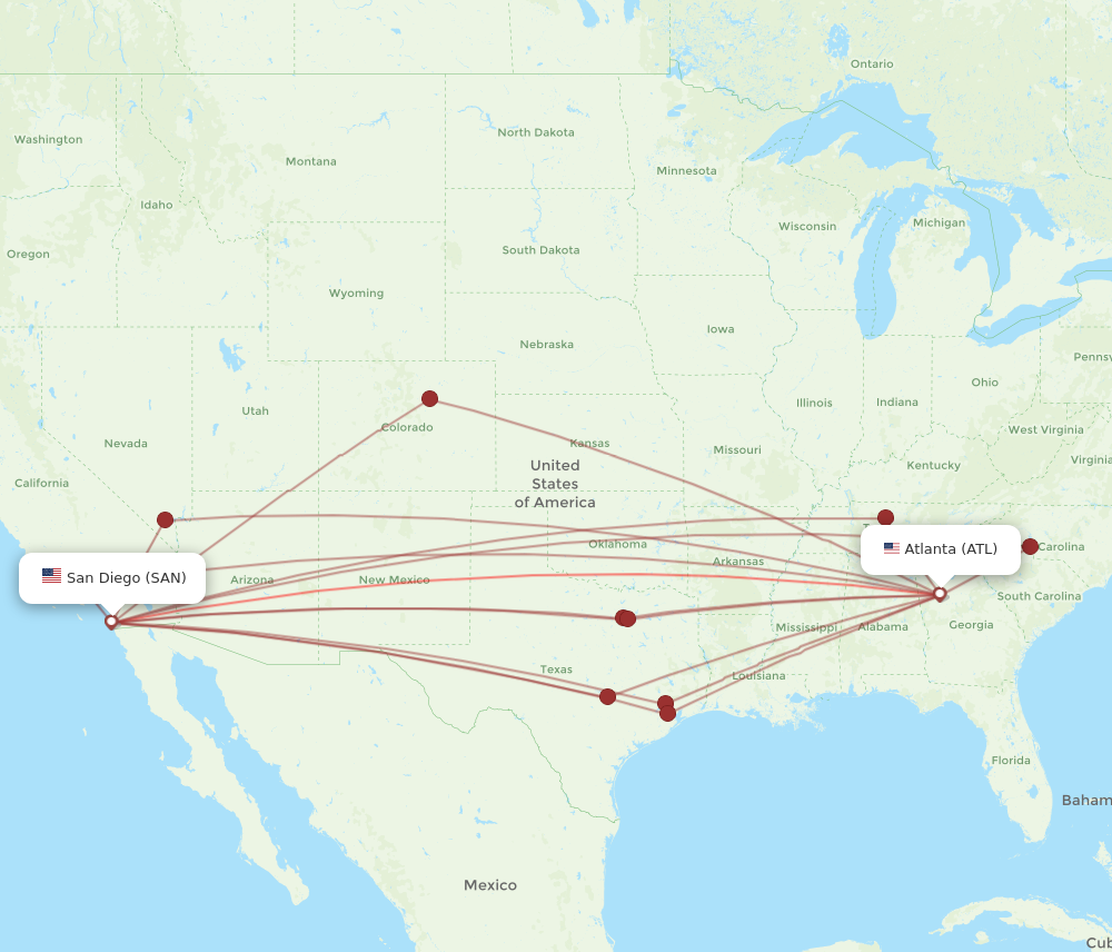 Flights from Atlanta to San Diego ATL to SAN Flight Routes