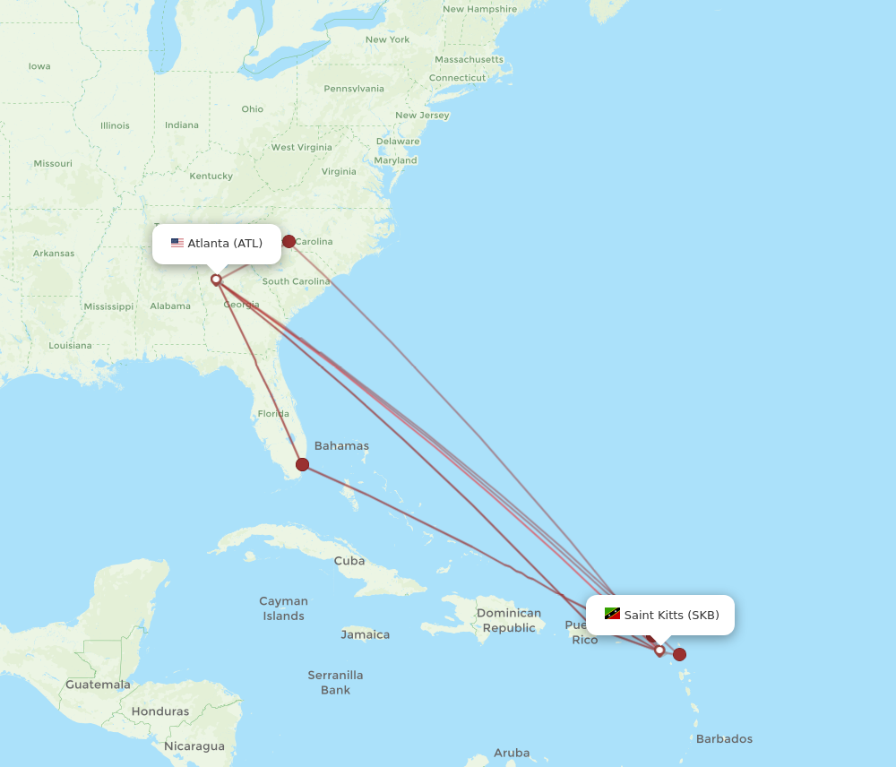 Flights from Atlanta to Saint Kitts ATL to SKB Flight Routes