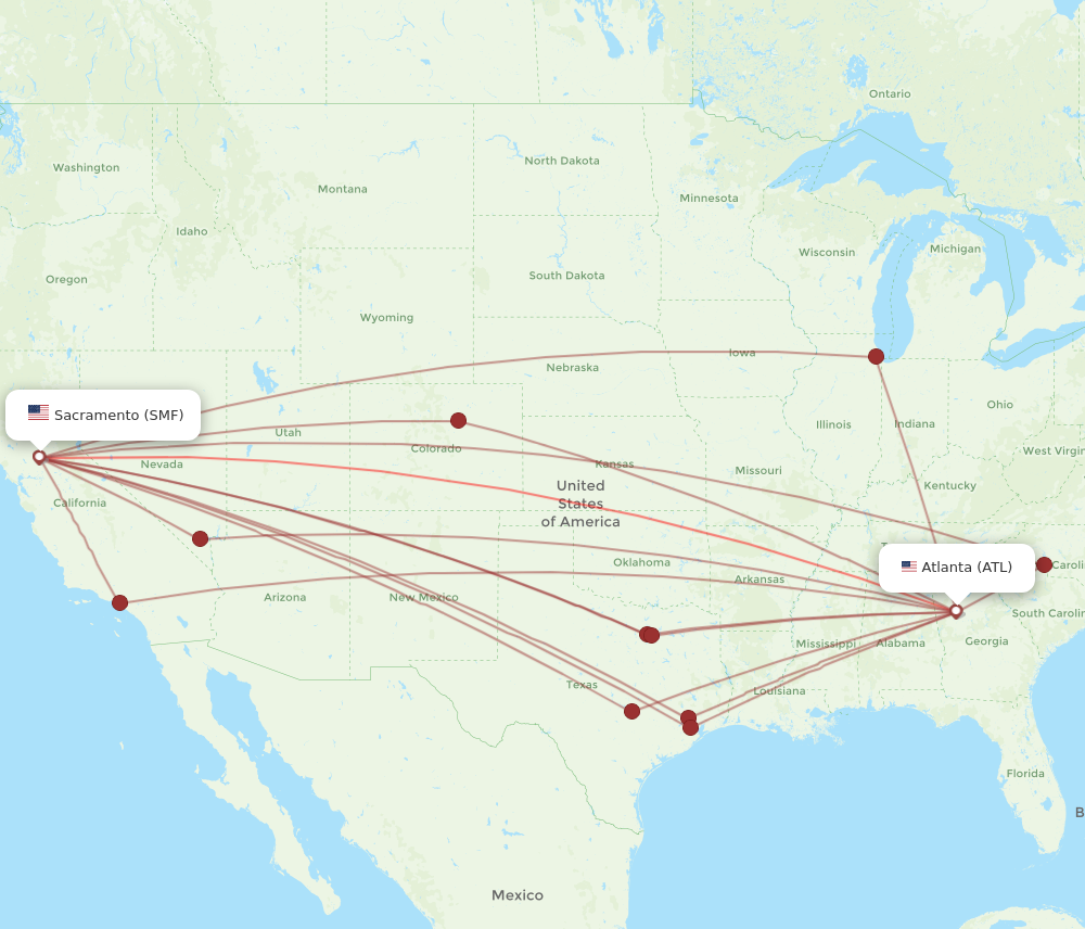 Flights from Atlanta to Sacramento ATL to SMF Flight Routes