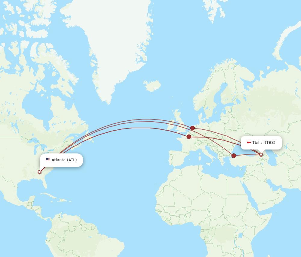 Flights from Atlanta to Tbilisi ATL to TBS Flight Routes