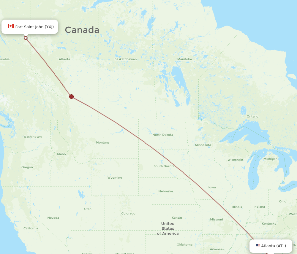 Flights from Atlanta to Fort St. John ATL to YXJ Flight Routes