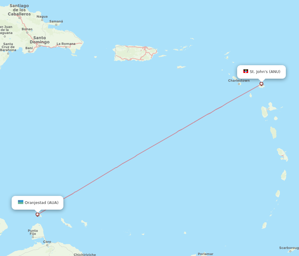 Flights from Aruba to Antigua AUA to ANU Flight Routes