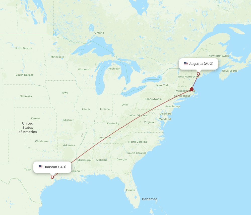 Flights from Augusta to Houston AUG to IAH Flight Routes