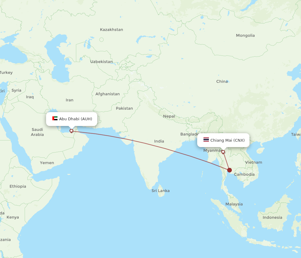 Flights from Abu Dhabi to Chiang Mai AUH to CNX Flight Routes