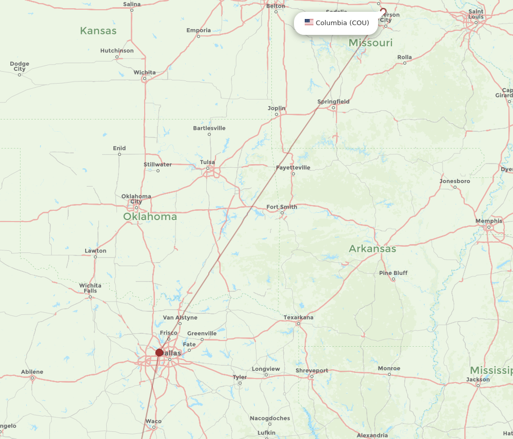 Flights from Austin to Columbia AUS to COU Flight Routes