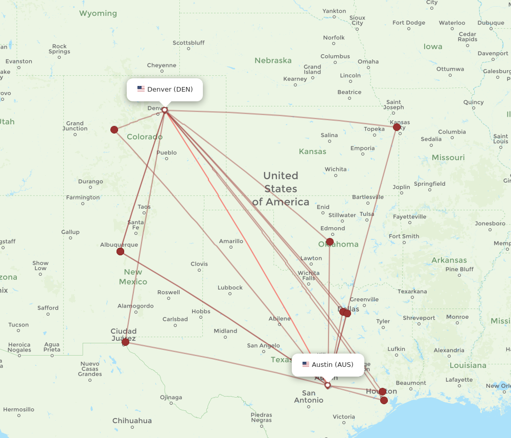 Flights from Austin to Denver AUS to DEN Flight Routes