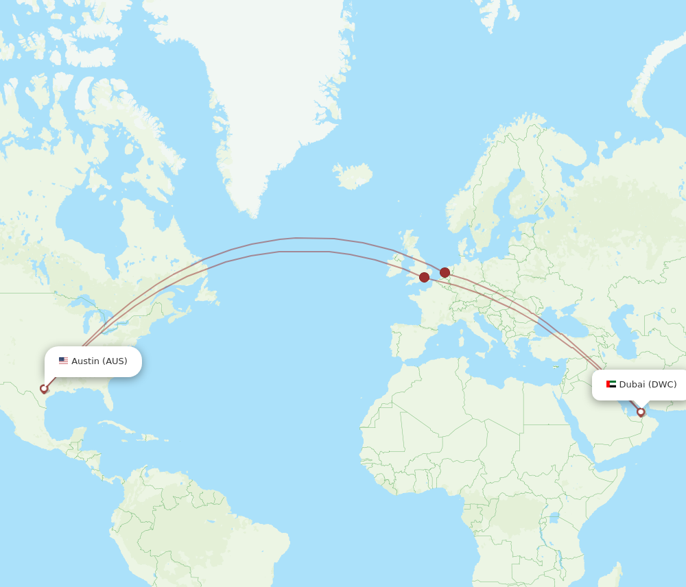 Flights from Austin to Dubai AUS to DWC Flight Routes