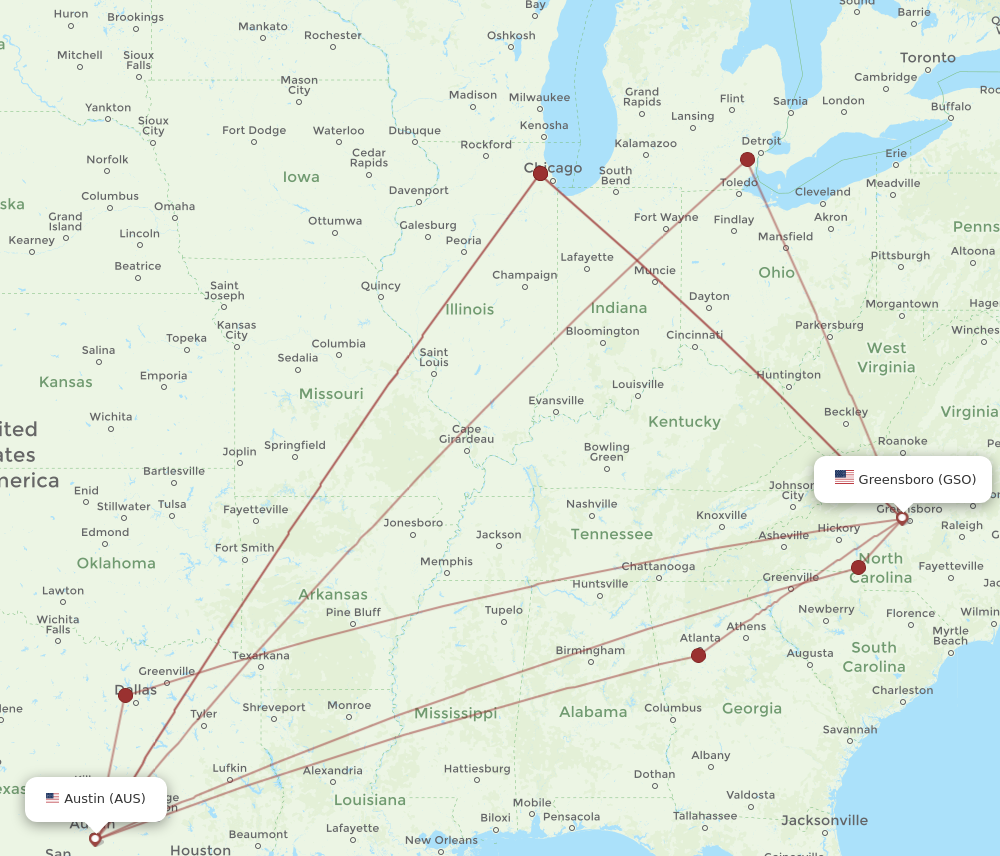 Flights from Austin to Greensboro High Point AUS to GSO Flight