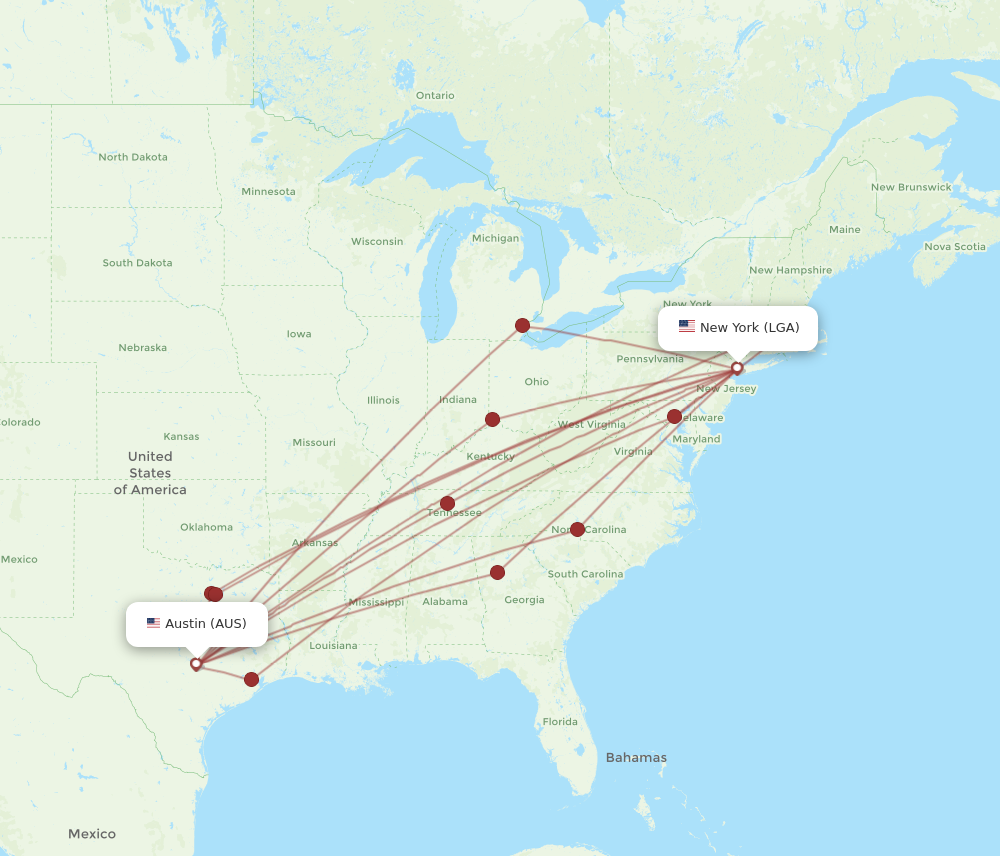 Flights from Austin to New York AUS to LGA Flight Routes