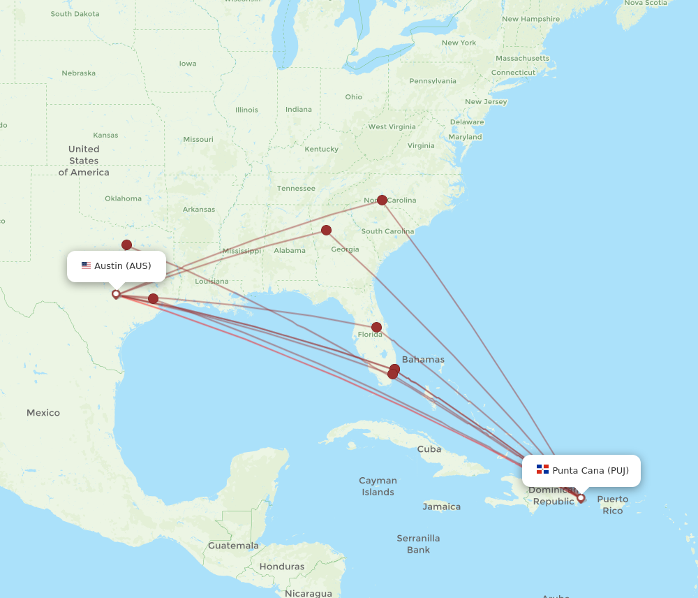 Flights from Austin to Punta Cana AUS to PUJ Flight Routes