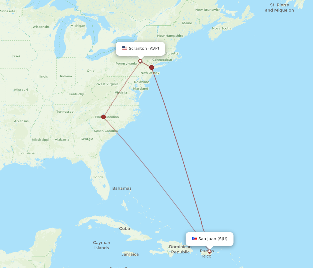 Flights from Wilkes-Barre to San Juan, AVP to SJU - Flight Routes